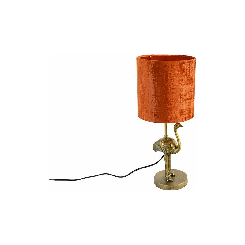 

Qazqa - Oriental Lámpara de mesa vintage dorada pantalla terciopelo rojo - OSTRICH Aluminio /Acero /Textil Redonda Adecuado para LED Max. 1 x 25 Watt