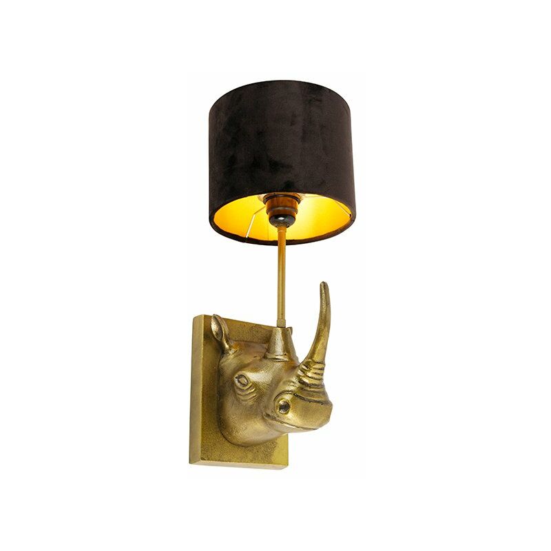 

QAZQA Oriental Aplique vintage dorado pantalla terciopelo negra - NAESEHORN Aluminio /Acero /Textil Redonda Adecuado para LED Max. 1 x 25 Watt