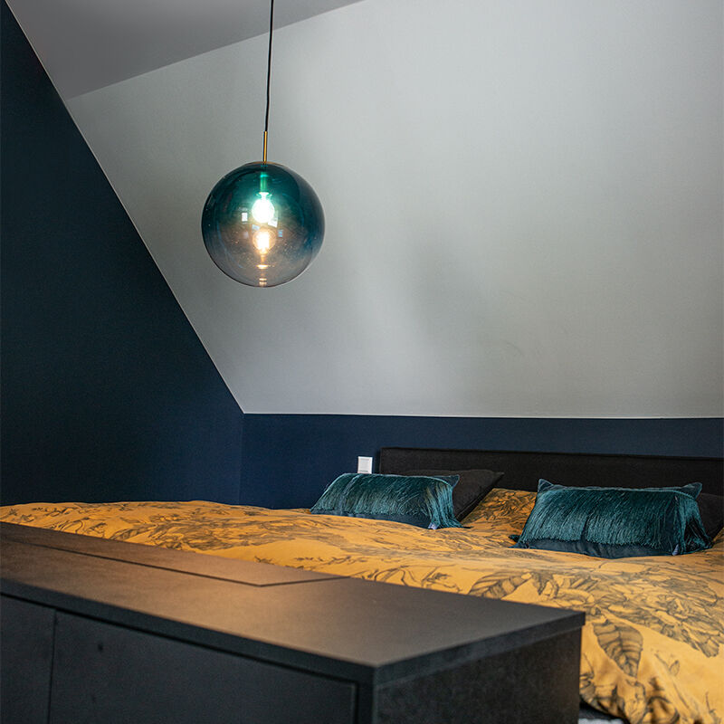 Pallon - led Suspension - 1 lumière - ø 33 cm - Bleu - Art Deco - éclairage intérieur - Salon i Chambre i Cuisine i Salle à manger - Qazqa