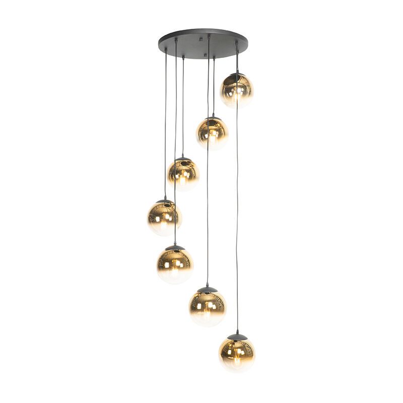 Qazqa - pallon - led Suspension - 7 lumière - ø 65 cm - Noir - - éclairage intérieur - Salon i Chambre i Cuisine i Salle à manger