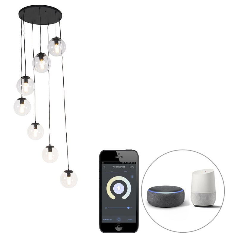 Pallon - led Dimmable Suspension variateur inclus - 7 lumière - ø 65 cm - Transparent - Art Deco - éclairage intérieur - Salon i Chambre i Cuisine i