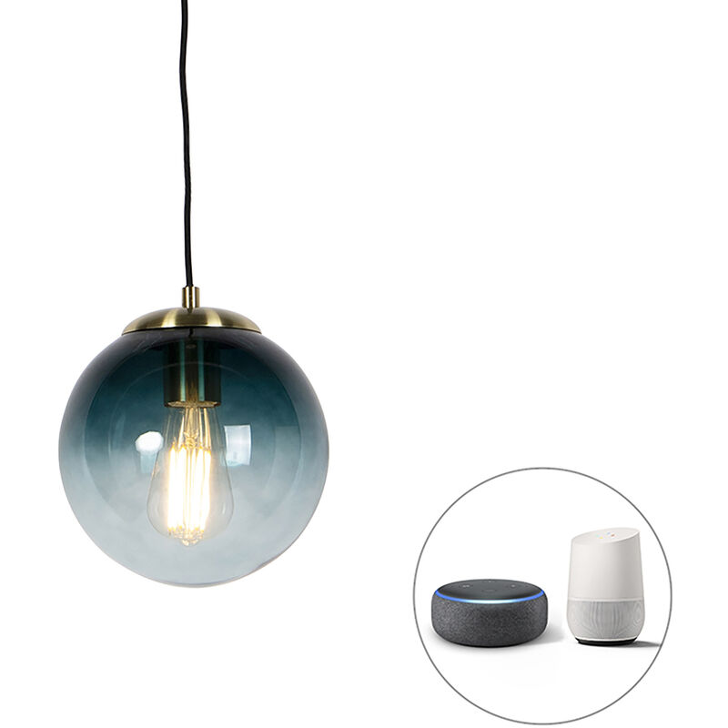 Pallon - led Dimmable Suspension variateur inclus - 1 lumière - ø 20 cm - Bleu - Art Deco - éclairage intérieur - Salon i Chambre i Cuisine i Salle à