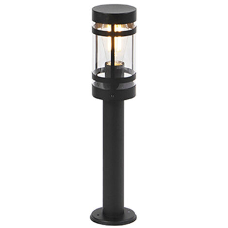 QAZQA Palo da giardino gleam - Moderno - Acciaio inossidabile,Acciaio,Plastico - Nero - Cilindro/Oblungo E27 Max. 1 x 7 Watt