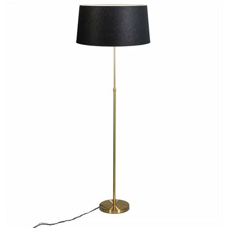 QAZQA Parte - Lampe sur pied réglable - 1 lumière - H 168 mm - Noir et Or - Classique/Antique - éclairage intérieur - Salon I Chambre