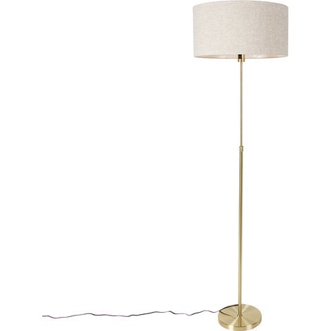 QAZQA parte stof - Lampadaire avec Abat-Jour - 1 lumière - H 173 cm - Doré/Laiton - Design - éclairage intérieur - Salon I Chambre I Cuisine I Salle à manger