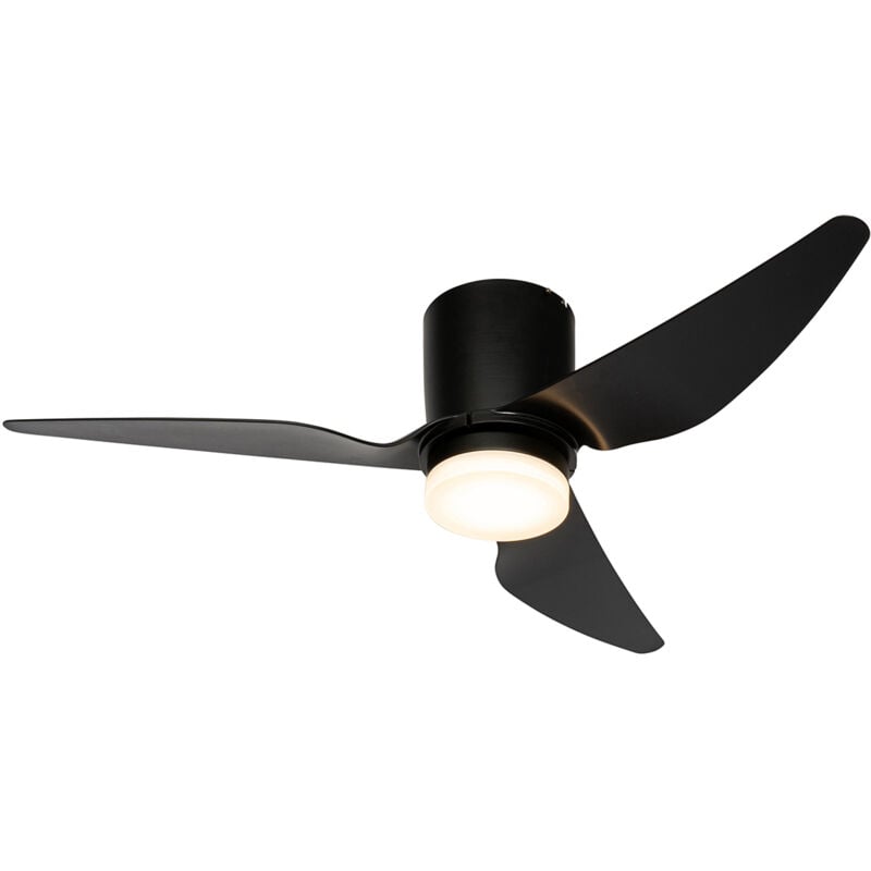 Qazqa - patty - led Dimmable Ventilateur de plafond variateur inclus - 1 lumière - ø 123 cm - Noir - Moderne - éclairage intérieur - Salon i Chambre