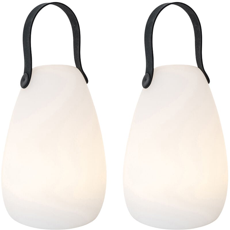 Qazqa - pion - led Dimmable Lampe de Table sans fil rechargeable usb variateur inclus - 2 pièces - ø 14 cm - Blanc - Moderne - éclairage extérieur