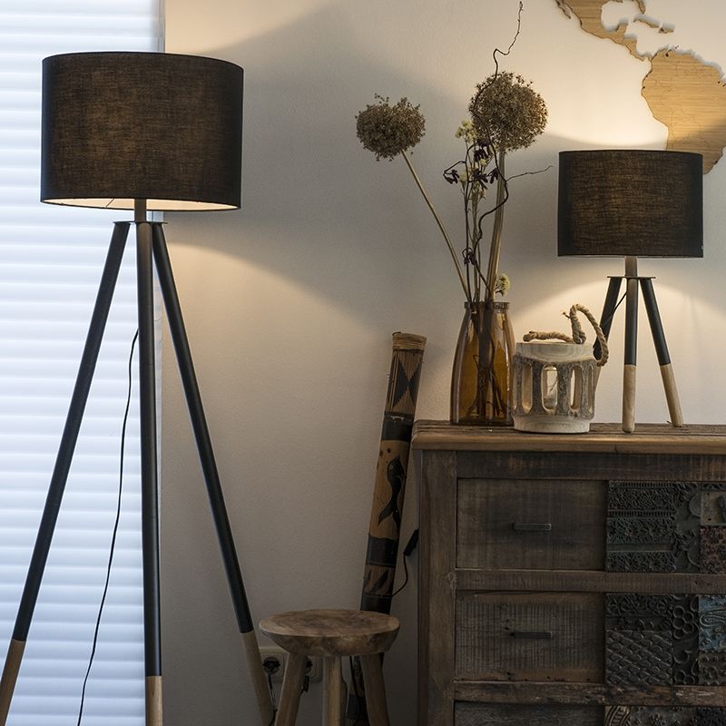 QAZQA pip - Lampe de table trépied/tripode Moderne - 1 lumière - H 560 mm - Noir - Moderne - Éclairage intérieur - Salon I Chambre I Cuisine I Salle