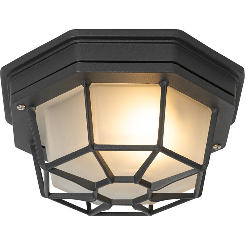 Lampada da soffitto bri - rustico - Alluminio,Vetro - Grigio scuro - Tondo Max. 1 x Watt - Qazqa