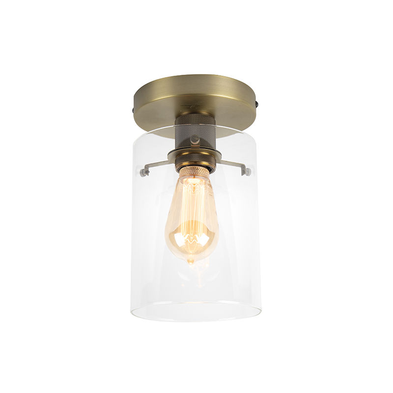 Image of QAZQA Lampada da soffitto dome - Moderno - Acciaio,Vetro - Bronzo/Trasparente - Cilindro Max. 1 x Watt - Bronzo