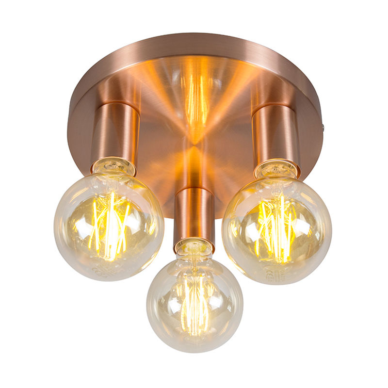 Image of Lampada da soffitto facil - Design - Acciaio - Rame - Tondo Max. 3 x Watt - Rame - Qazqa