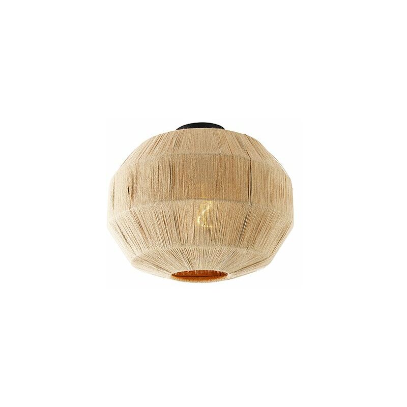 Image of Lampada da soffitto riki - Orientale - Corda,Acciaio - Beige/Nero - Tondo Max. 1 x Watt - Beige - Qazqa