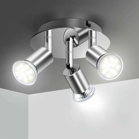 QAZQA Plafonnier LED 3 Spot Orientable Luminaire Plafonnier 3xGU10 Éclairage de Plafond Angle Réglable Spot LED 220V Luminaire Intérieur pour Chambre Cuisine Salon Couloir (Sans Ampoules)
