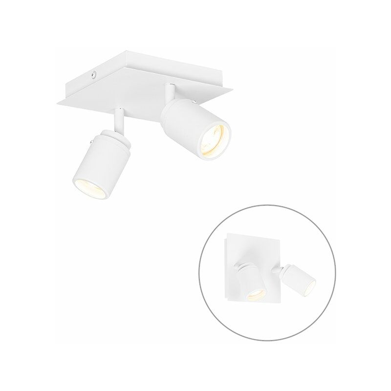 Qazqa - ducha - Applique et plafonnier - 2 lumière - l 17 cm - Blanc - Moderne - éclairage intérieur - Salle de bains