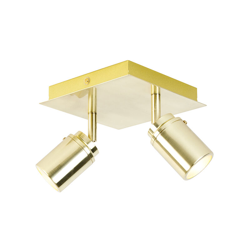 Qazqa - ducha - Applique et plafonnier - 2 lumière - l 17 cm - Doré/Laiton - Moderne - éclairage intérieur - Salle de bains