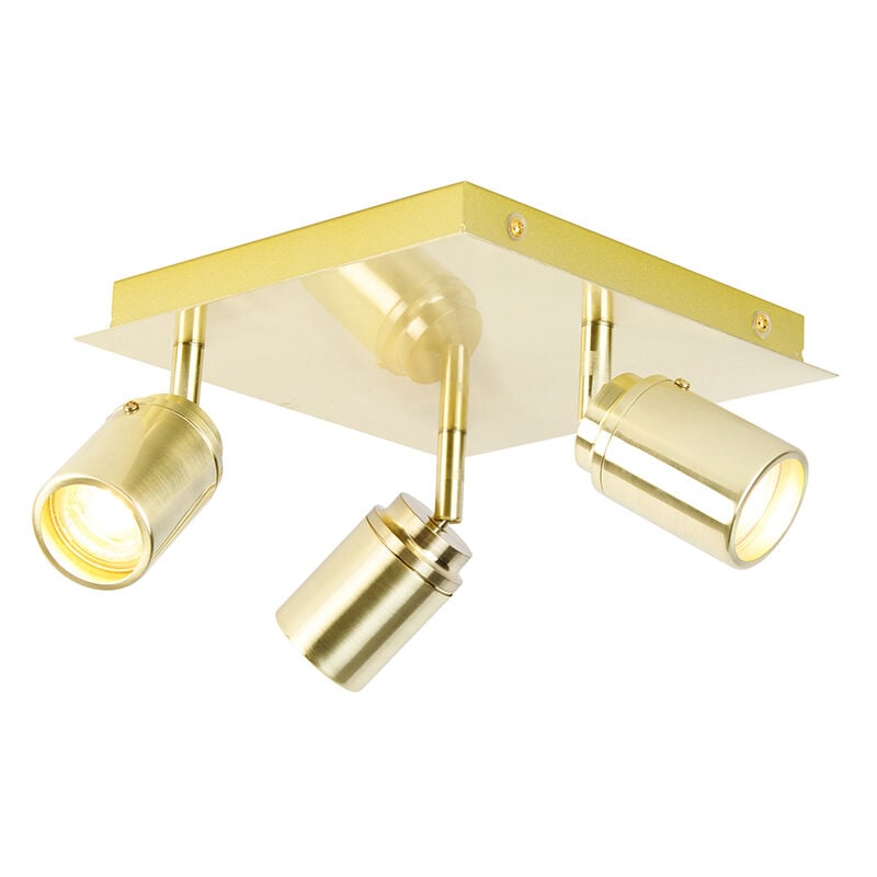 Qazqa - ducha - Spot plafond, plafonnier - 3 lumière - l 23 cm - Doré/Laiton - Moderne - éclairage intérieur - Salle de bains