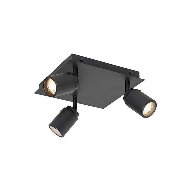 Qazqa - ducha - Spot plafond, plafonnier - 3 lumière - l 23 cm - Noir - Moderne - éclairage intérieur - Salle de bains