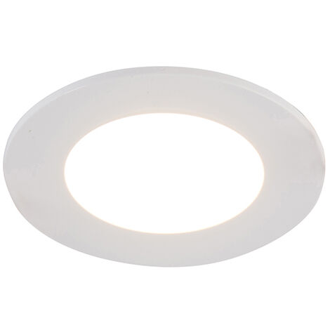 QAZQA Professional Moderno Foco empotrado blanco con LED regulable de intensidad cálida 7 W IP65 - Blanca Plástico Redonda Incluye LED Max. 1 x 7 Watt