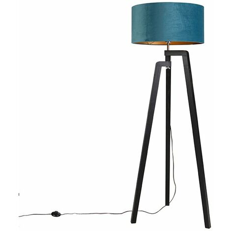 QAZQA puros - Lampadaire avec Abat-Jour - 1 lumière - H 1510 mm - Bleu - Rustique - éclairage intérieur - Salon I Chambre