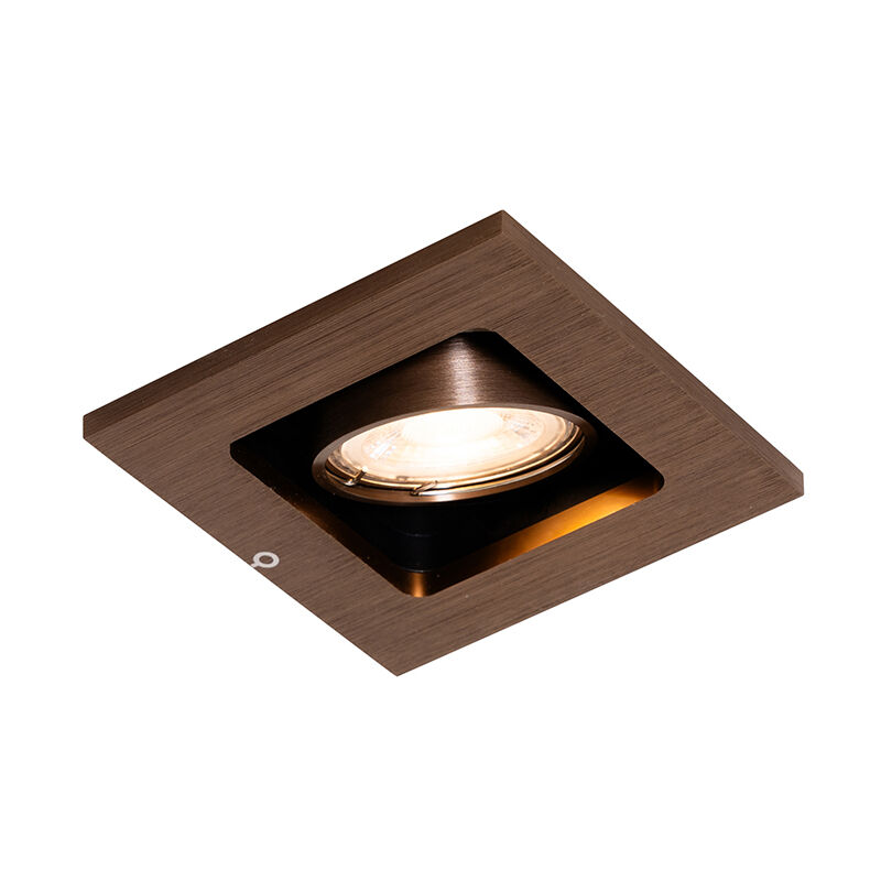 Qazqa - qure - led Spot encastrable - 1 lumière - l 10 cm - Bronze - Design - éclairage intérieur - Salon i Chambre i Cuisine i Salle à manger