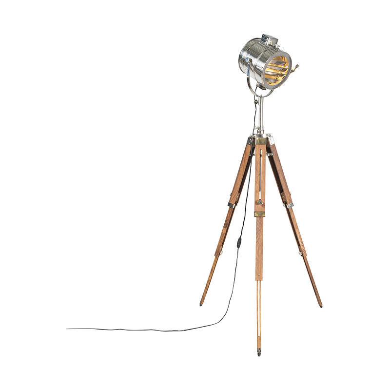 Qazqa - radiant - Lampe de table trépied/tripode Industriel - 1 lumière - H 1800 mm - Chrome - Rustique - Éclairage intérieur - Salon I Chambre