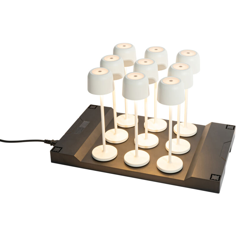 Qazqa - raika - led Dimmable Lampe de Table sans fil rechargeable usb tactile variateur inclus - 1 lumière - l 51 cm - Blanc - Moderne - éclairage