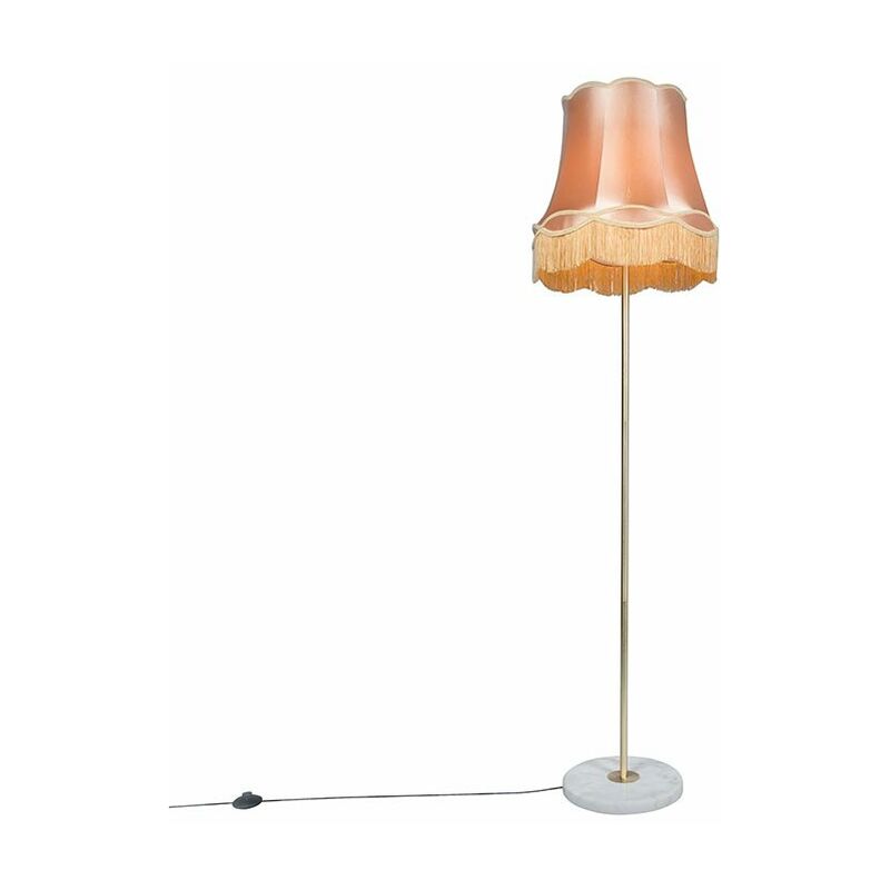 Qazqa - kaso - Lampadaire avec Abat-Jour - 1 lumière - h 1750 mm - Doré - Rétro - éclairage intérieur - Salon i Chambre i Cuisine i Salle à manger