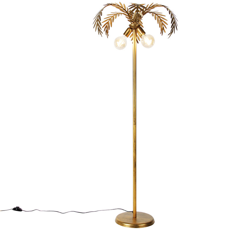 

+ Retro/Vintage Lámpara de pie vintage oro 2 luces - BOTANICA Metálica Alargada Adecuado para LED Max. 2 x 60 Watt - Qazqa