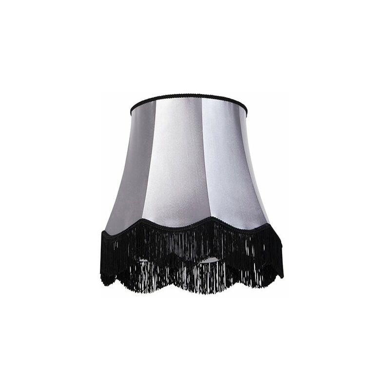 

QAZQA Retro/Vintage Seda Pantalla seda gris/negro 45cm - GRANNY , Redonda / Cónica Pantalla lámpara colgante,Pantalla lámpara de pie
