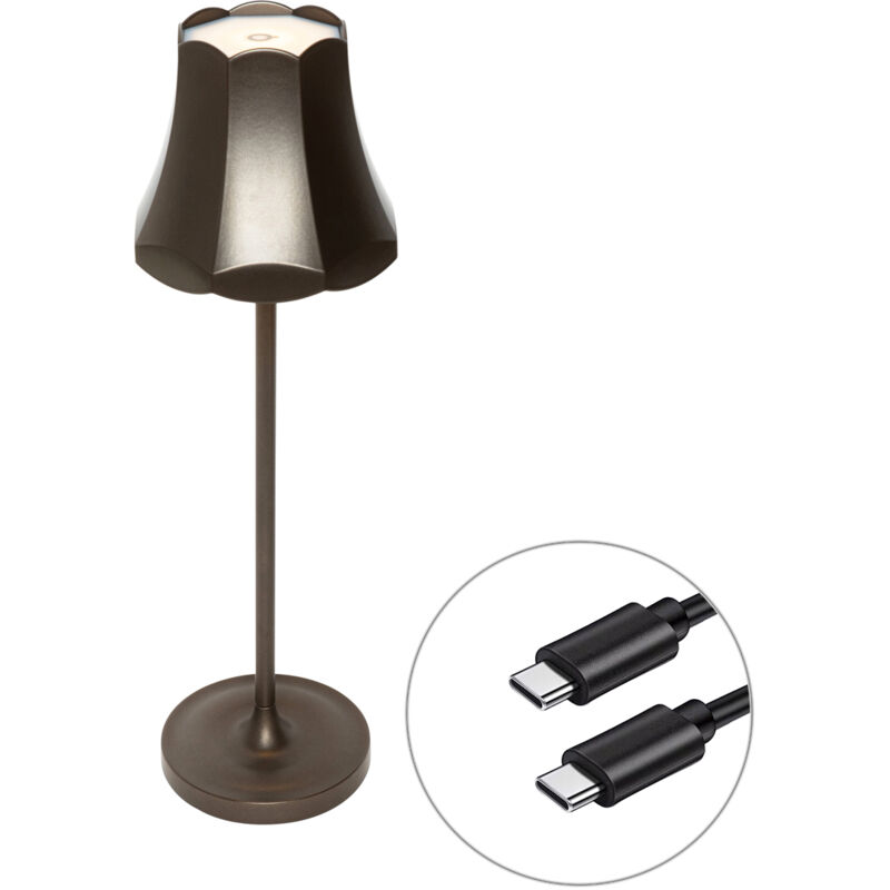 Retro/Vintage Lámpara de mesa retro bronce oscuro recargable IP44 - Granny Aluminio /Acero Alargada Incluye led Max. 1 x 3 Watt - Qazqa