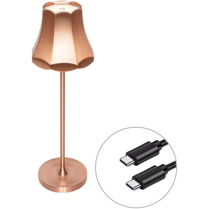 Retro/Vintage Lámpara de mesa retro cobre recargable IP44 - Granny Aluminio /Acero Alargada Incluye led Max. 1 x 3 Watt - Qazqa