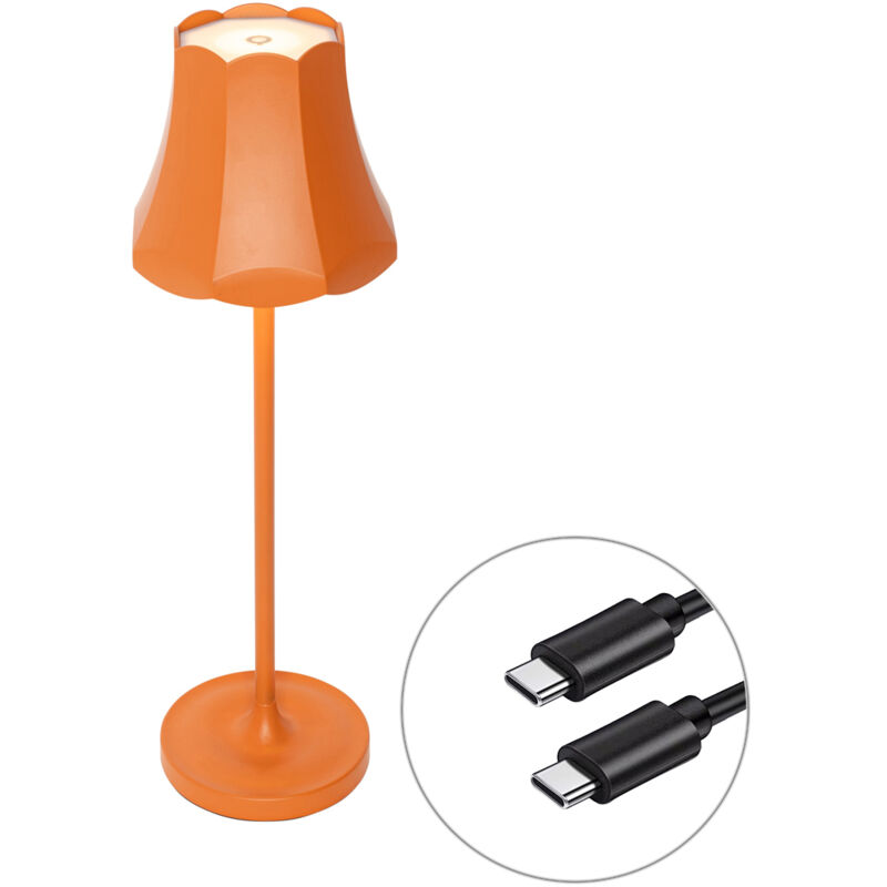 Retro/Vintage Lámpara de mesa retro naranja recargable IP44 - Granny Aluminio /Acero Alargada Incluye led Max. 1 x 3 Watt - Qazqa