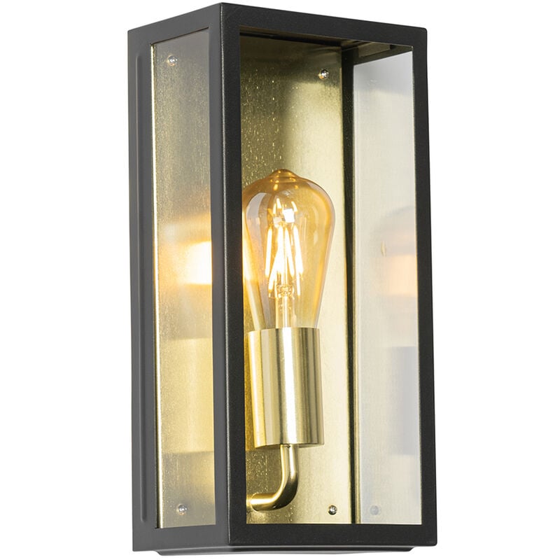 Rotterdam - Applique murale - 1 lumière - l 16 cm - Noir et Or - Rustique - éclairage extérieur - Qazqa