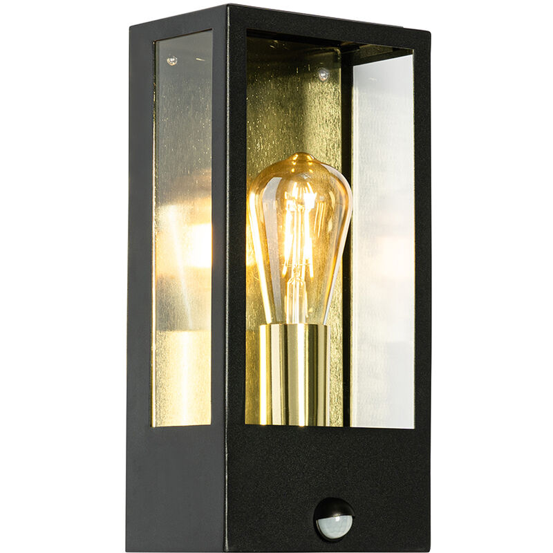 Rotterdam - Applique murale - 1 lumière - l 16 cm - Noir et Or - Rustique - éclairage extérieur - Qazqa