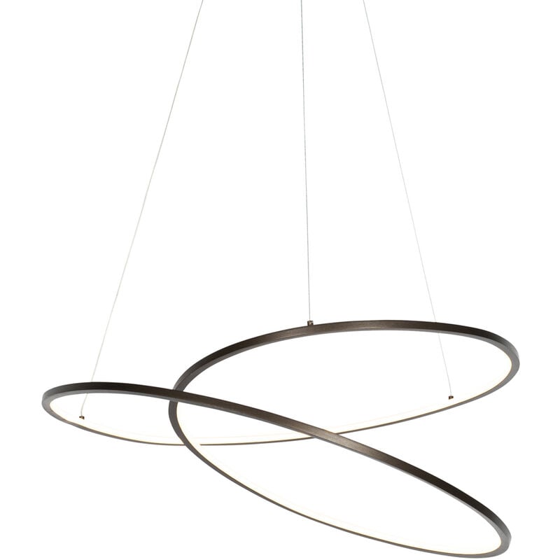 Rowan - led Dimmable Suspension variateur inclus - 1 lumière - ø 72 cm - Bronze - Design - éclairage intérieur - Salon i Chambre i Cuisine i Salle à