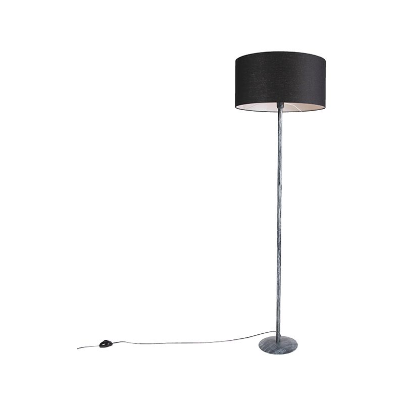 

rústico Lámpara de pie gris envejecido pantalla negra 50cm - SIMPLO Metálica /Textil Alargada Adecuado para LED Max. 1 x 60 Watt - Qazqa