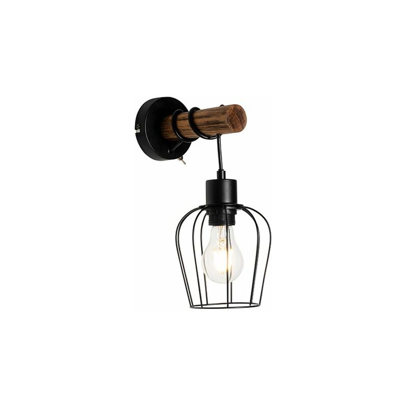 

rústico Aplique rústico negro madera - STRONK /Acero Redonda Adecuado para LED Max. 1 x 60 Watt - Qazqa