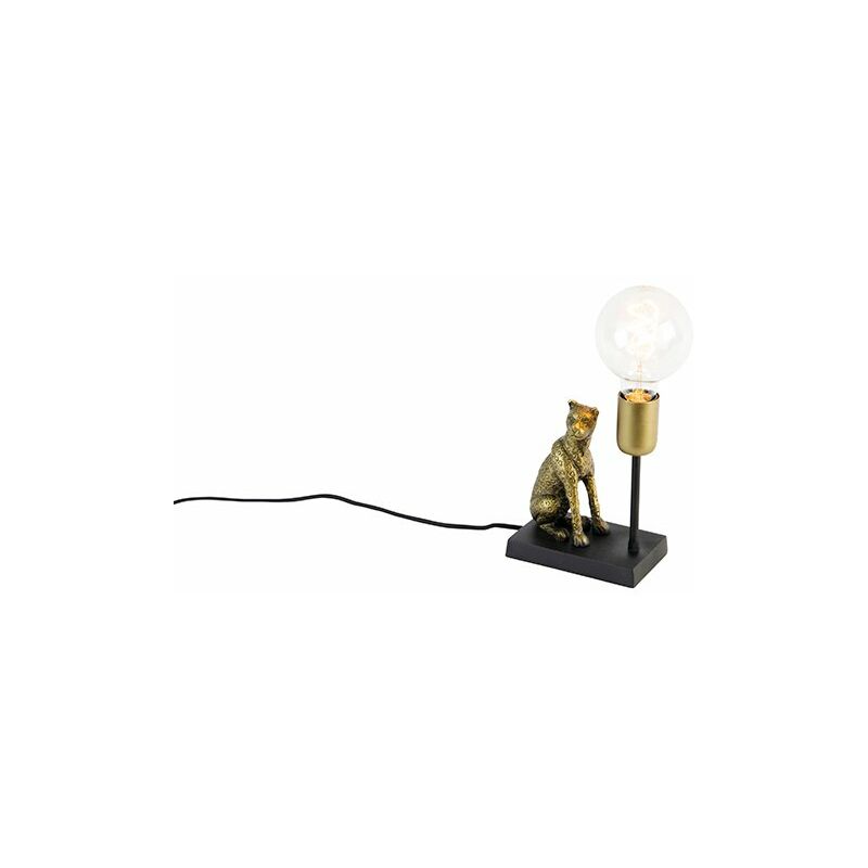 

Qazqa - rústico Lámpara de mesa vintage latón - LEOPARD Aluminio /Acero Otros Adecuado para LED Max. 1 x 25 Watt