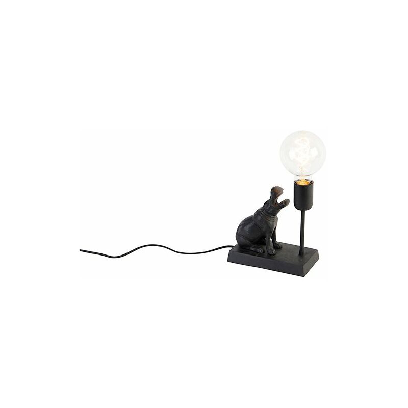 

QAZQA rústico Lámpara de mesa vintage negra - FLODHEST Aluminio /Acero Otros Adecuado para LED Max. 1 x 25 Watt