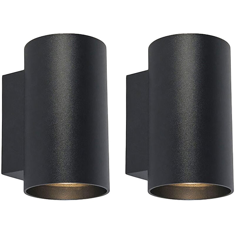 Sandy - Applique murale - 2 pièces - l 8 cm - Noir - Design, Moderne - éclairage intérieur - Salon i Chambre i Cuisine i Salle à manger - Qazqa