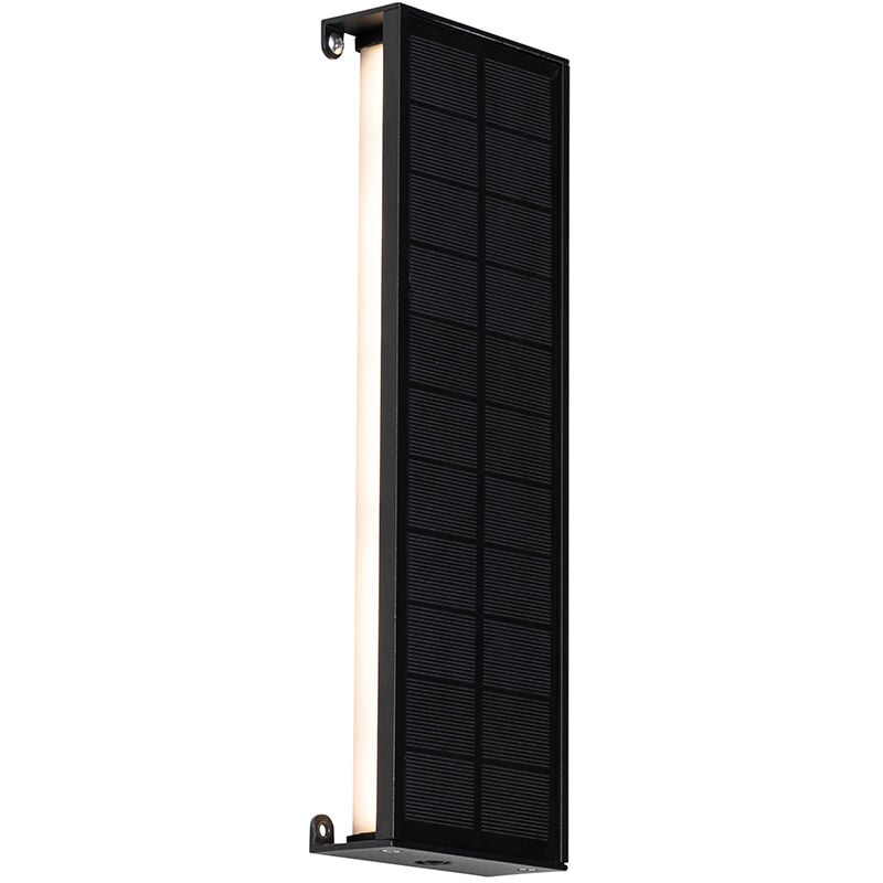 Qazqa - serena - led Dimmable Applique murale solaire variateur inclus - 1 lumière - l 9.5 cm - Noir - Moderne - éclairage extérieur