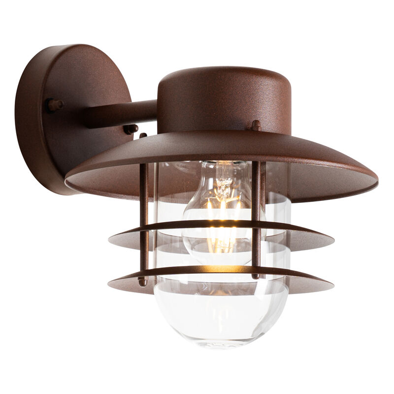 Shell - Applique murale - 1 lumière - ø 21.6 cm - Brun rouille - Rustique - éclairage extérieur - Qazqa