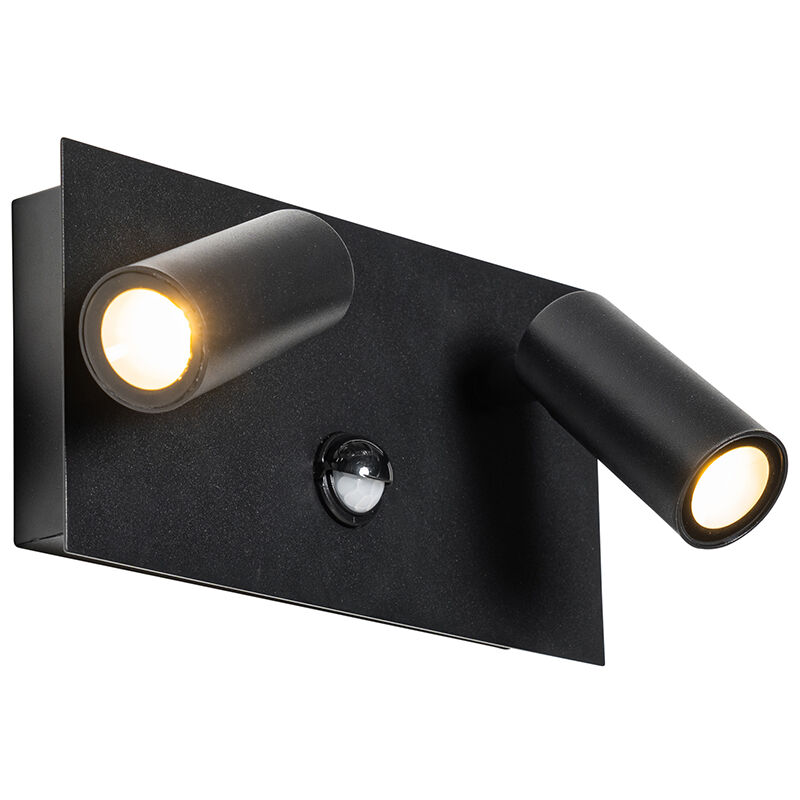 Simon - led Applique murale - 2 lumière - l 23 cm - Noir - Moderne - éclairage extérieur - Qazqa