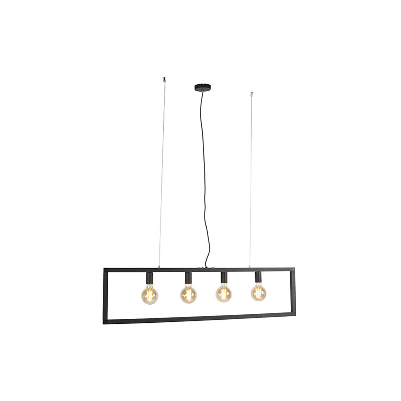 simple_cage - suspension industriel 4 lumiere l 1180 mm noir rustique eclairage interieur salon | chambre cuisine salle a manger