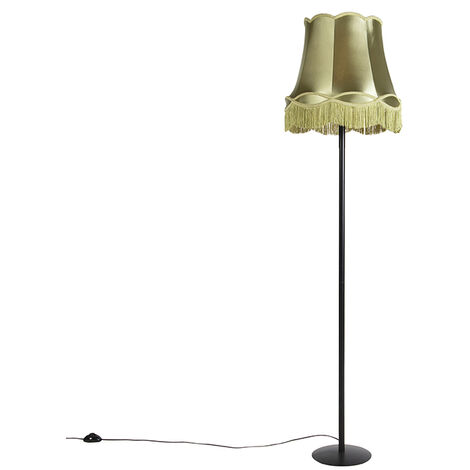 QAZQA simplo - Lampadaire avec abat-jour Rustique - 1 lumière - H 1715 mm - Noir - Rustique - Éclairage intérieur - Salon I Chambre I Cuisine I Salle à manger - Noir