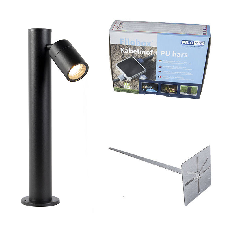 Solo - éclairage de terrasse et d'allée de jardin - 1 lumière - l 15 cm - Noir - Moderne - éclairage extérieur - Qazqa