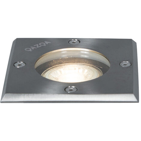 Qazqa – Spot encastrable extérieur sol 10,5 cm IP65 – Acier inoxydable – Culot GU10 – Luminosité variable – Éclairage allée jardin