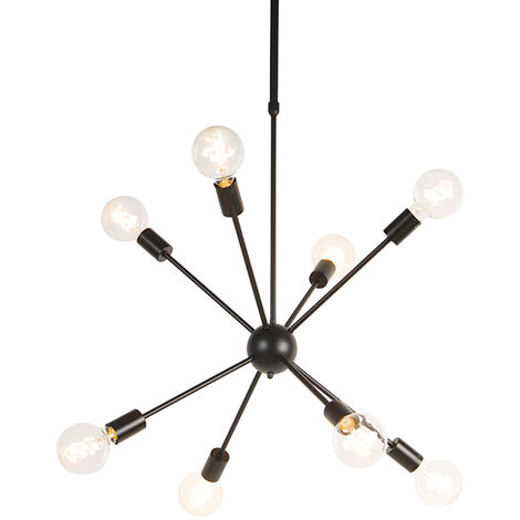 QAZQA sputnik - Suspension Moderne - 8 lumière - Ø 65 cm - Noir - Moderne - Éclairage intérieur - Salon | Chambre | Cuisine | Salle à manger