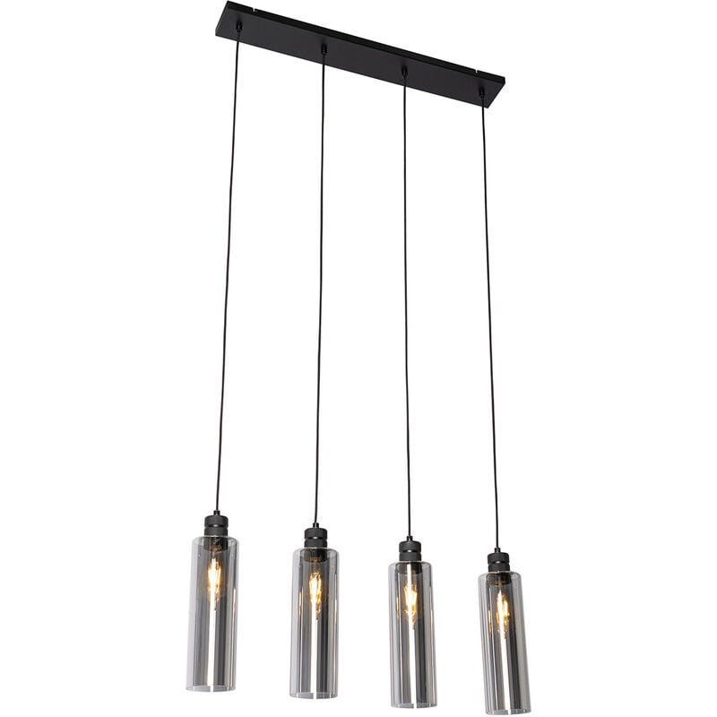 Stavelot - Suspension multiples - 4 lumière - l 75 cm - Noir - Moderne - éclairage intérieur - Salon i Chambre i Cuisine i Salle à manger - Qazqa