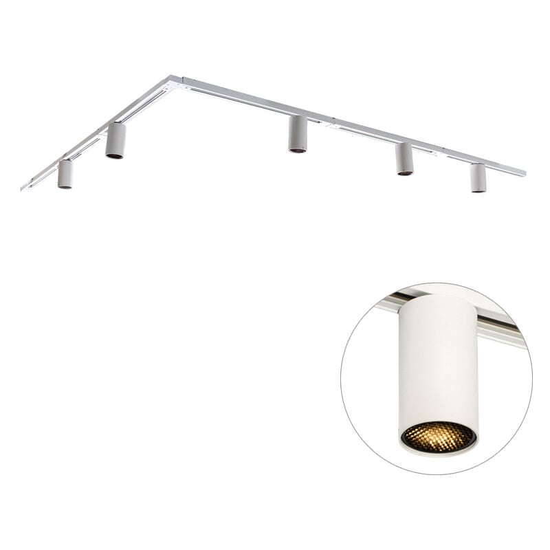 Qazqa - Système d'éclairage sur rail moderne avec 5 spots blancs monophasés GU10 35 mm - Iconic Ruby